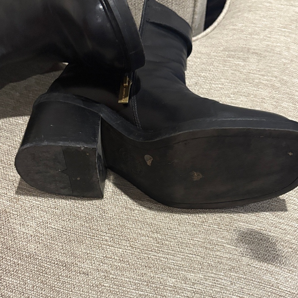 Vince Camuto Black Heeled Boots with Gold Accent - Picture 5 of 5